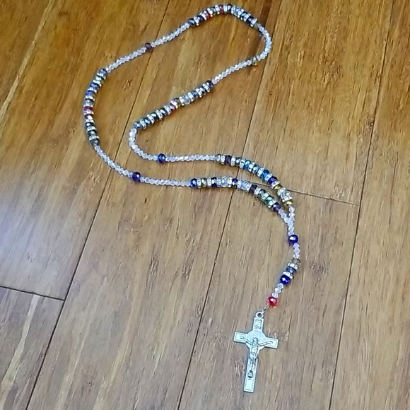 Jewelry - Beautiful Multicolor Crystal Bead Crucifix Rosary
